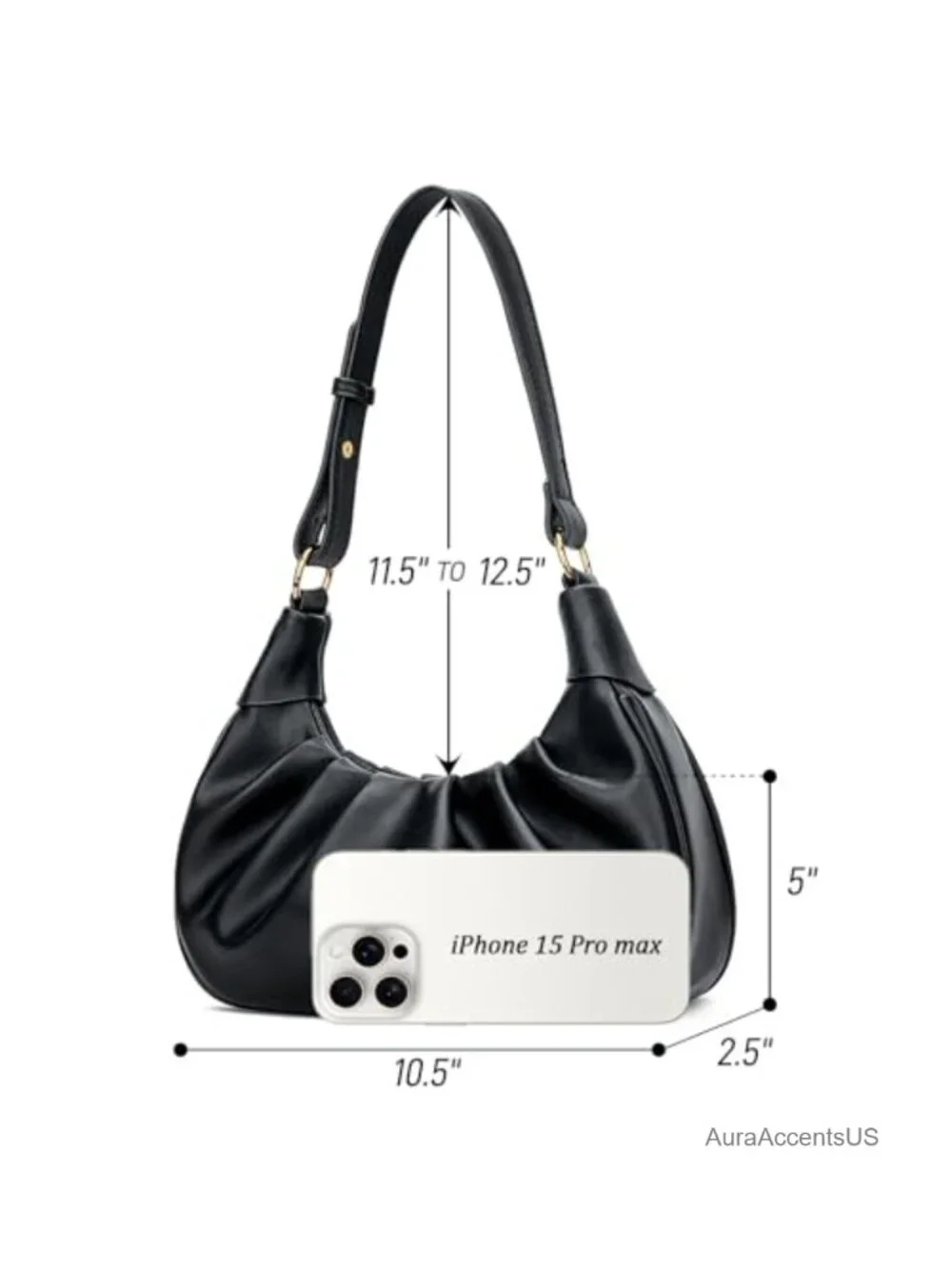 Faux Leather Crescent Hobo Bag with Magnetic Snap Closure